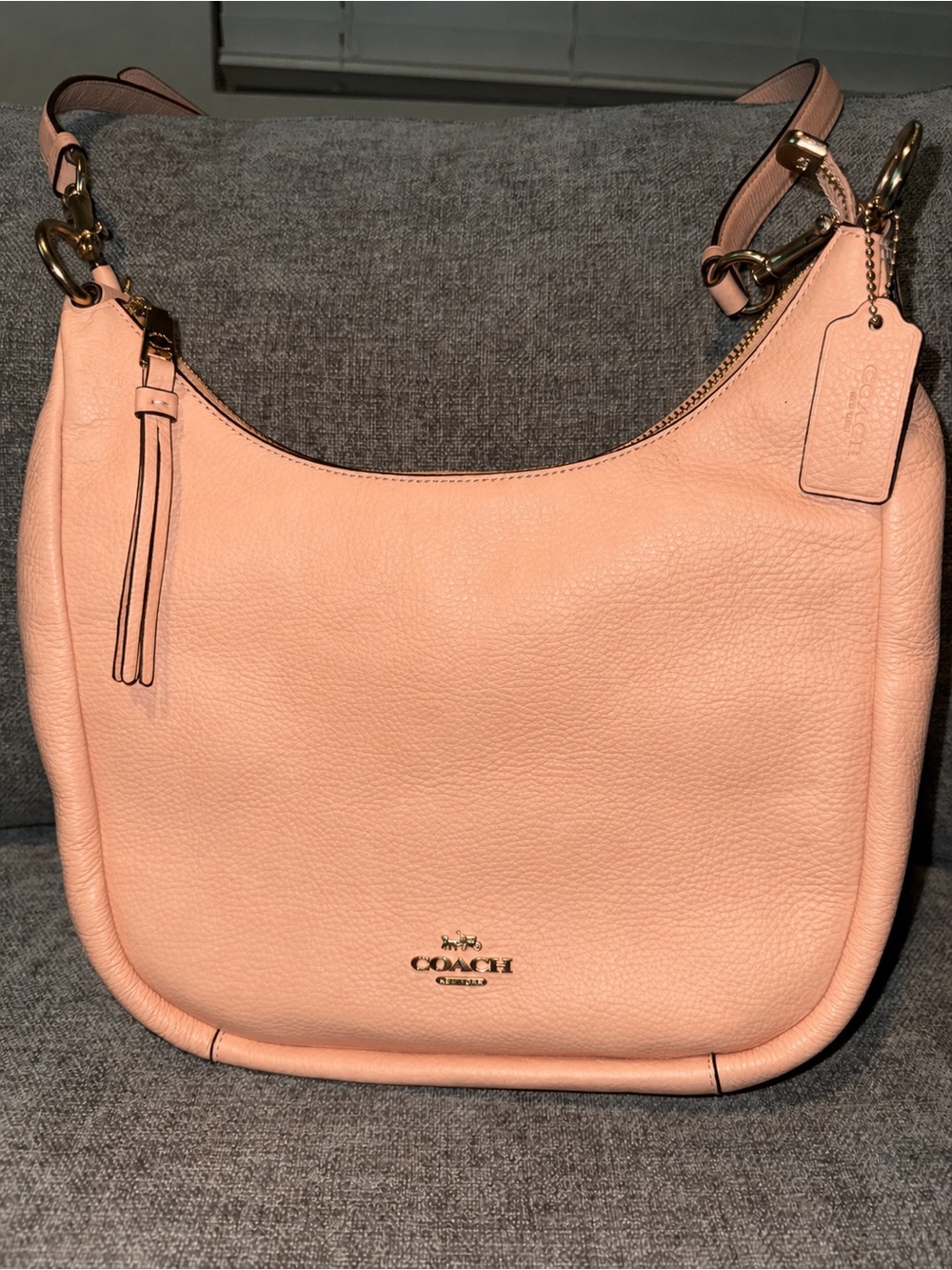 NEW Coach Blush Pink Pebbled Leather Hobo Bag Shoulder Purse Gold Hardware